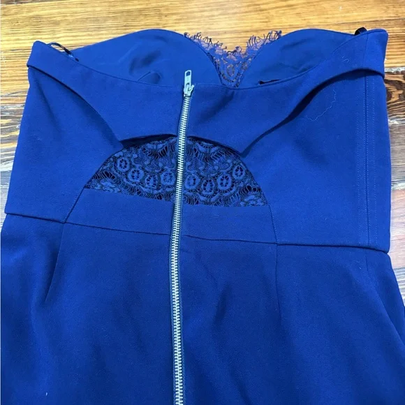 The kooples navy blue strapless lace mini evening dress size L - Picture 8 of 8